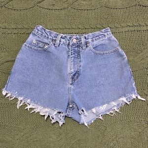 Members Mark Womens Cut Off Jean Shorts Distressed Light Wash High Rise